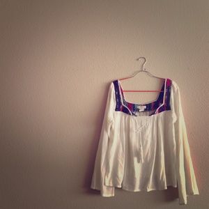 Really fun festive flowy arm blouse