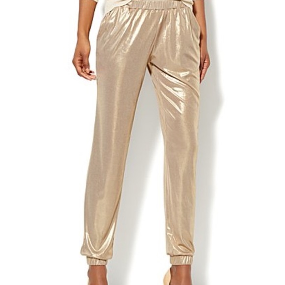 NY&C Gold Lamé Soft Jogger Pants