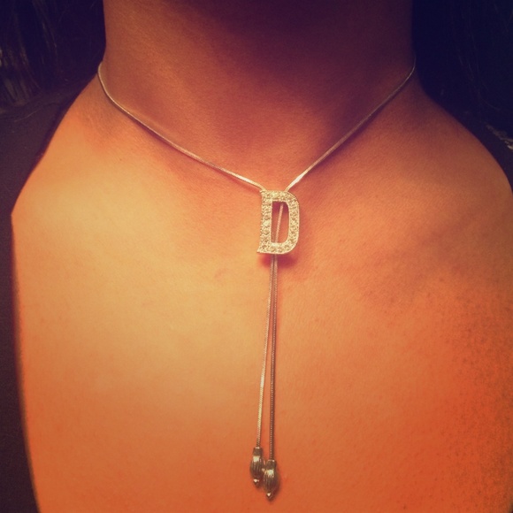 Platinum plated D necklace