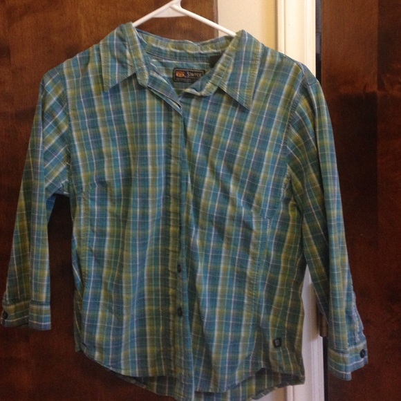 3/4 sleeve plaid shirt