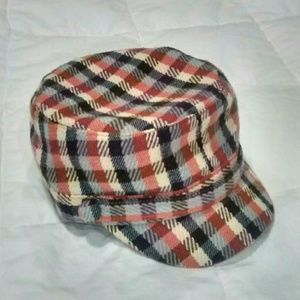 Orange cream blue plaid cadet cap