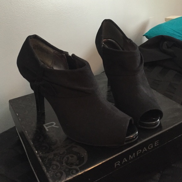 Black Suede Peep Toe Booties