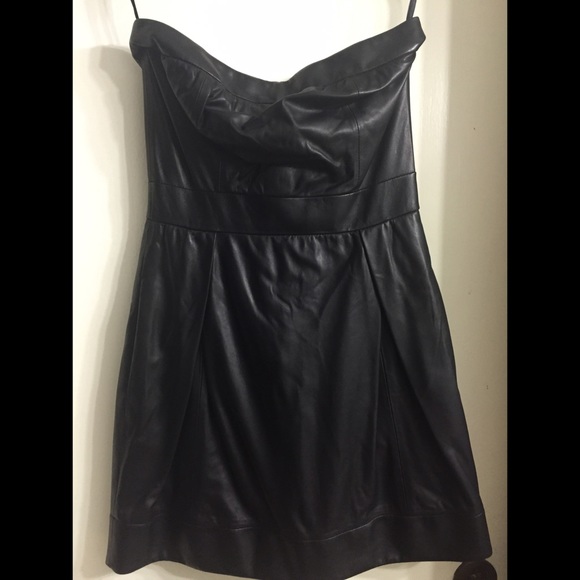 Strapless leather dress