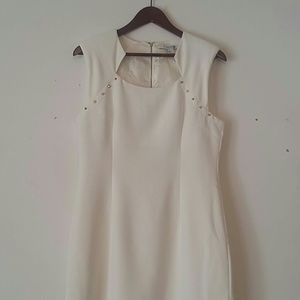 White cocktail dress with gold studs