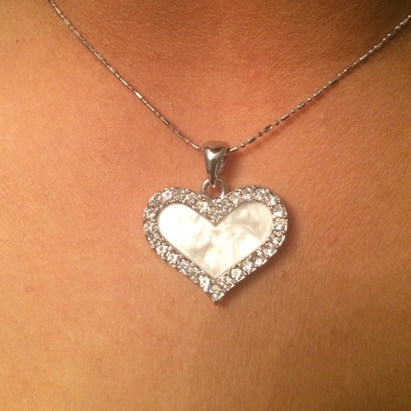 CZ and mother of pearl heart shaped pendant