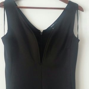 Little black dress with deep V plunging neck line