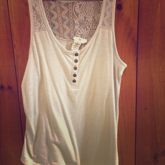 Grey tank w/ lace in the back. Size small