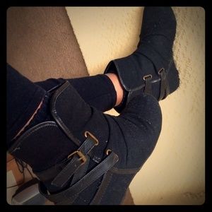 Black wedge booties. Perfect condition