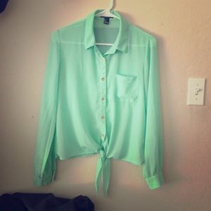Teal Button Up Forever21 Blouse