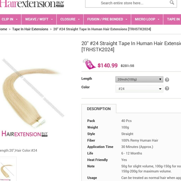 ISO human hair extensions - Picture 1 of 1