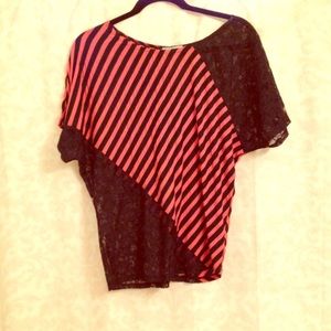 Black pink and lace Charlotte Russe top