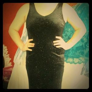 Black with gold shimmer semi formal dress