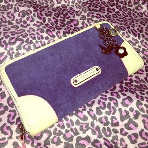 Juicy Couture Blue and Cream Velour Wallet