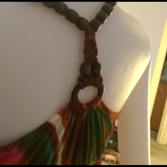 Ocean Blue Colorful Maxi long stretch dress M - Picture 4 of 5