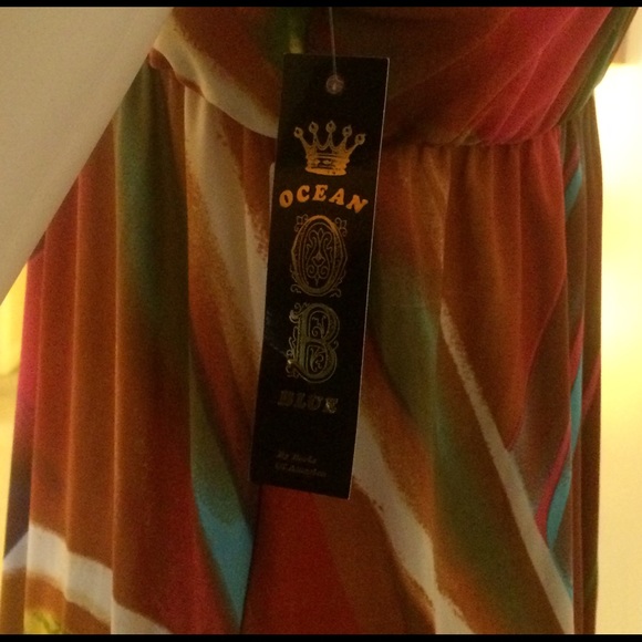 Ocean Blue Colorful Maxi long stretch dress M - Picture 5 of 5