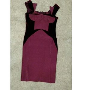 Burgundy bandage and velvet Dress