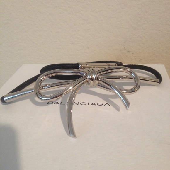 Balenciaga Accessories - Balenciaga Silver Bow Leather waist belt 65