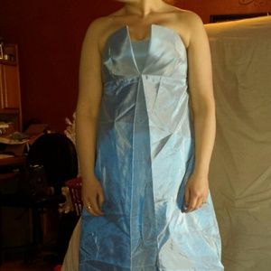 Robin egg blue strapless formal dress