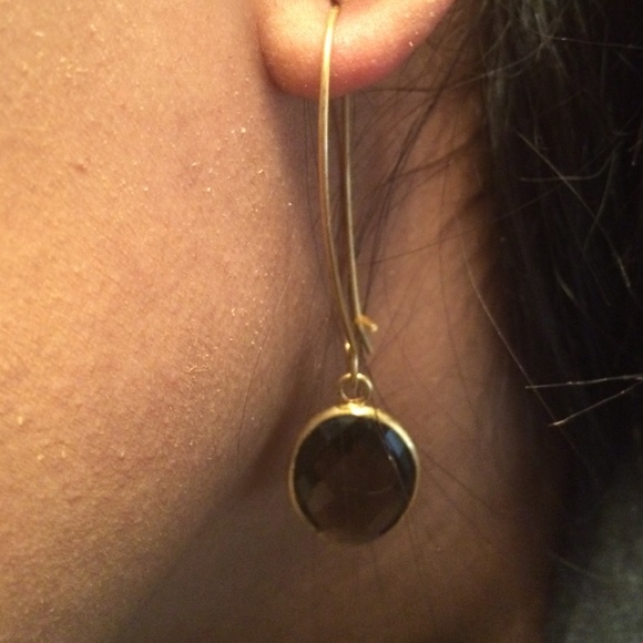 Gold plated smoky quartz dangle earrings