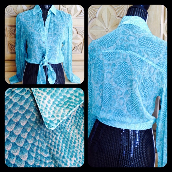 Snakeskin Print Sheer Blouse - Picture 1 of 2