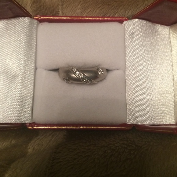 Platinum plated silver and CZ ring