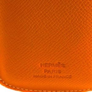 Hermes, Accessories, Authentic Hermes Orange Leather Cell Phone Cover