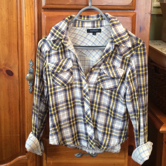 Yellow, blue and tan urban outfitters flannel