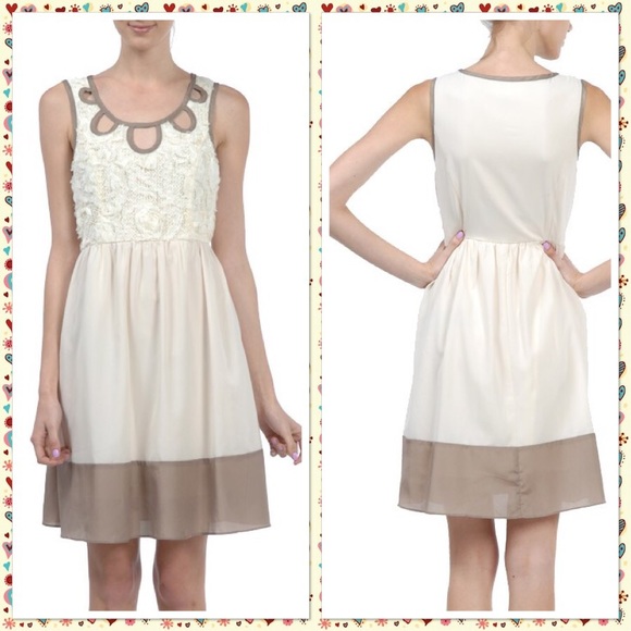 AREVE CREAM LACE DETAIL DRESS NWT - SMALL - Picture 3 of 3