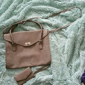 Snakeskin laptop crossbody bag & matching wristlet