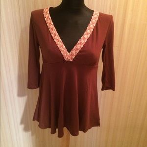 Sweetees Anthropologie Plunging V Neck Top