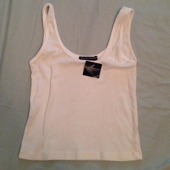 Brandy Melville Tops - White ribbed Crop top