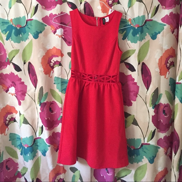 H&M red cutout dress