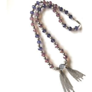 Boho Crystal Rhinestone Tassel Beaded Necklace