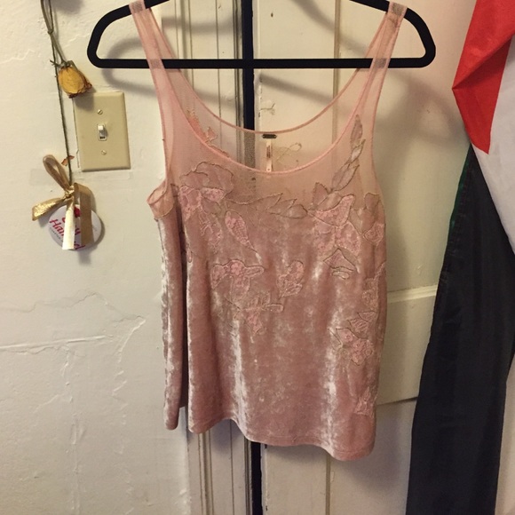 Pink velvet / net tank