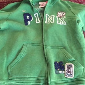 PINK sweat jacket like new in green size medium