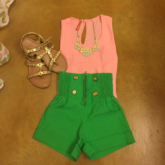Pants - HOLD ❤️Green high wasted shorts