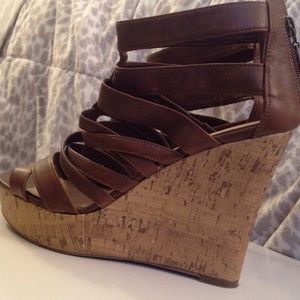 Brown strappy wedges