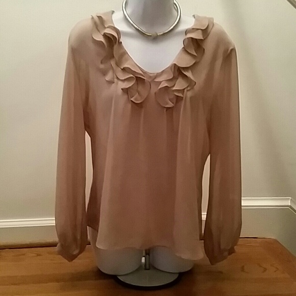 Sheer Taupe Ruffled Blouse- Price Drop! - Picture 1 of 1