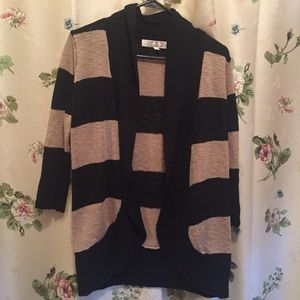 Black and beige striped cardigan