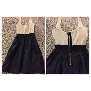 White & Denim tank dress with zipper in the back