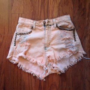 High waisted denim shorts