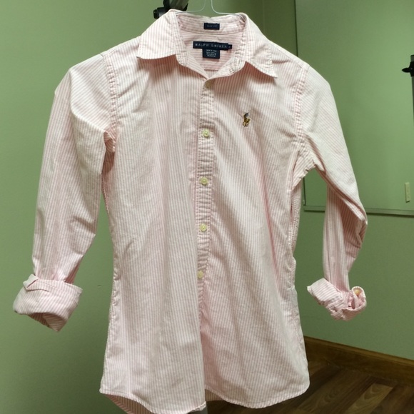 Pink and white sear-sucker button-down