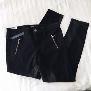 Fidelity 'DANTE' Black Pants w/ Gold Zipper Detail