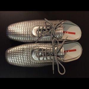 Prada silver slipper Slip-on loafer