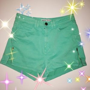 American apparel turquoise high waisted shorts