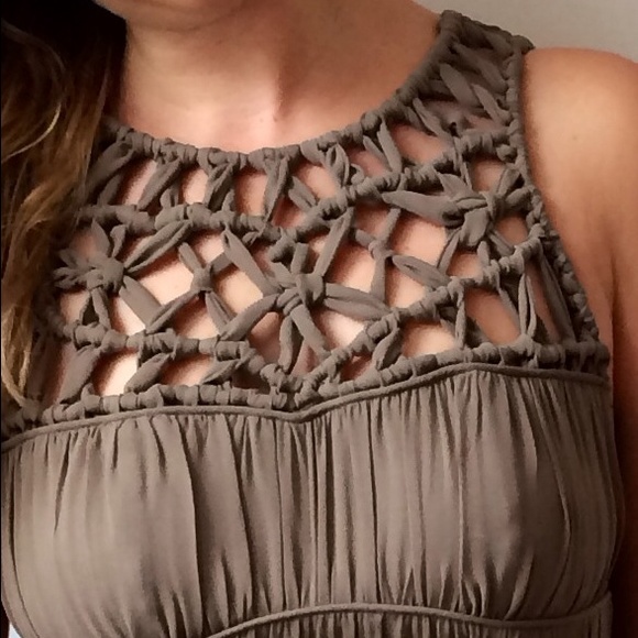 Reserved - Banana Rep. Silk Dress Crocheted Detail - Picture 2 of 4