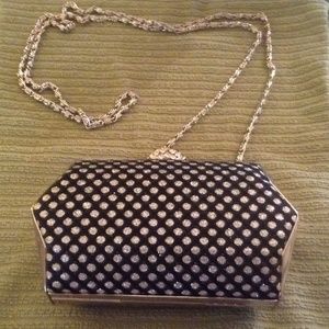 Small fancy evening purse with a long chain