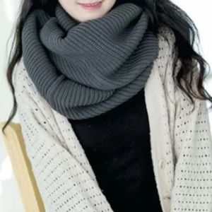 gray crochet knit infinity scarf gray crochet knit infinity scarf
