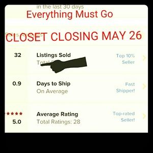 CLOSET CLOSES TONIGHT!!!!! ☆☆☆☆☆