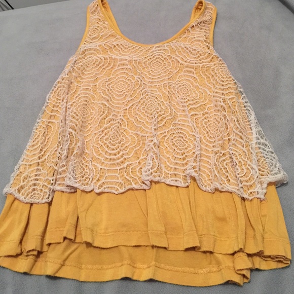 TANK TOP YELLOW BEAUTIFUL LACE